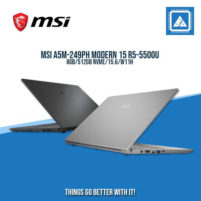MSI A5M-249PH MODERN 15 R5-5500U/8GB/512GB NVME | BEST FOR STUDENTS AND FREELANCERS LAPTOP MSI A5M-249PH MODERN 15 R5-5500U/8GB/512GB NVME | BEST FOR STUDENTS AND FREELANCERS LAPTOP